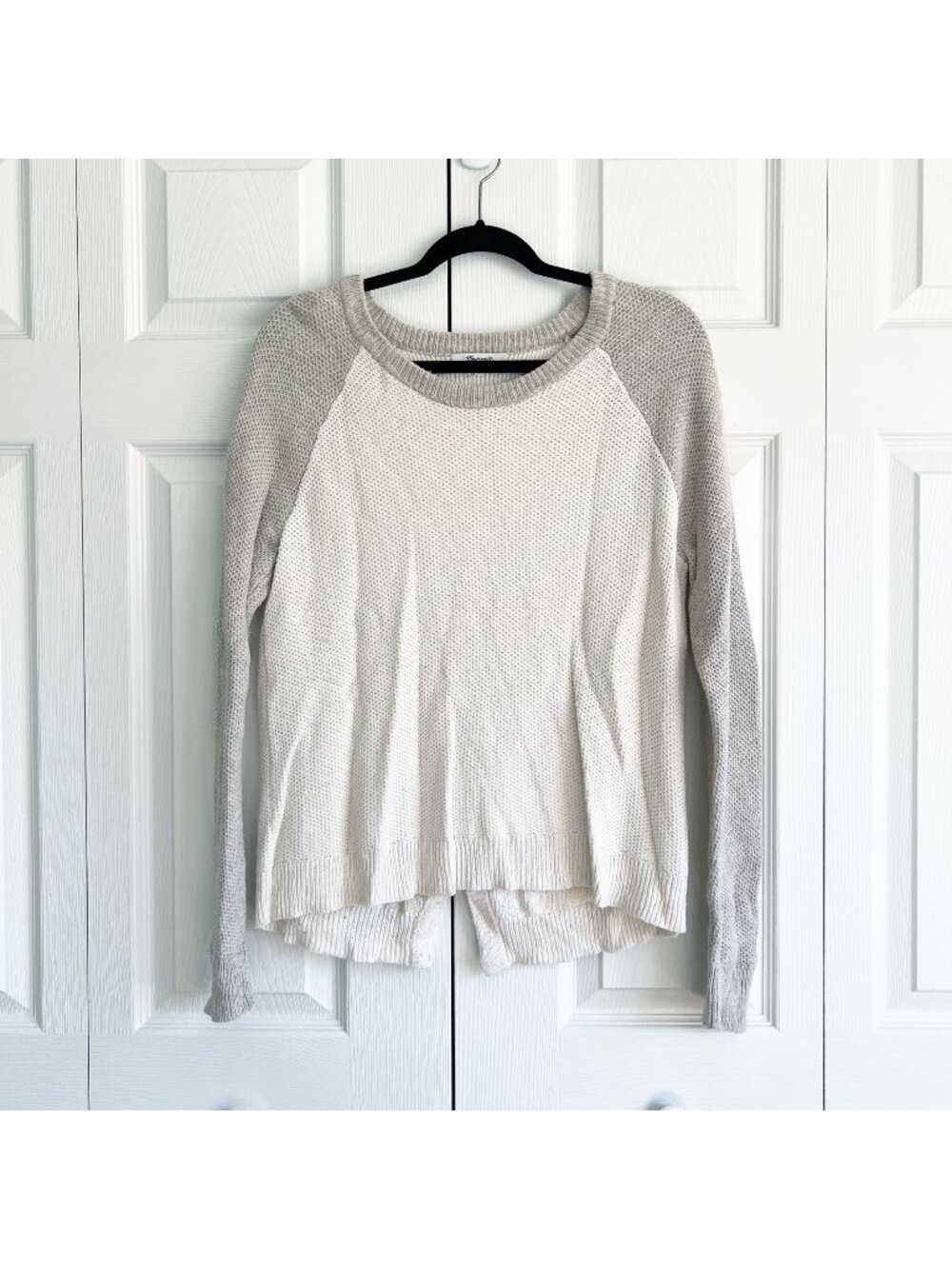 Madewell Colorblock Cream Tan Cross-Back Pullover Sweater Women's Size Medium M